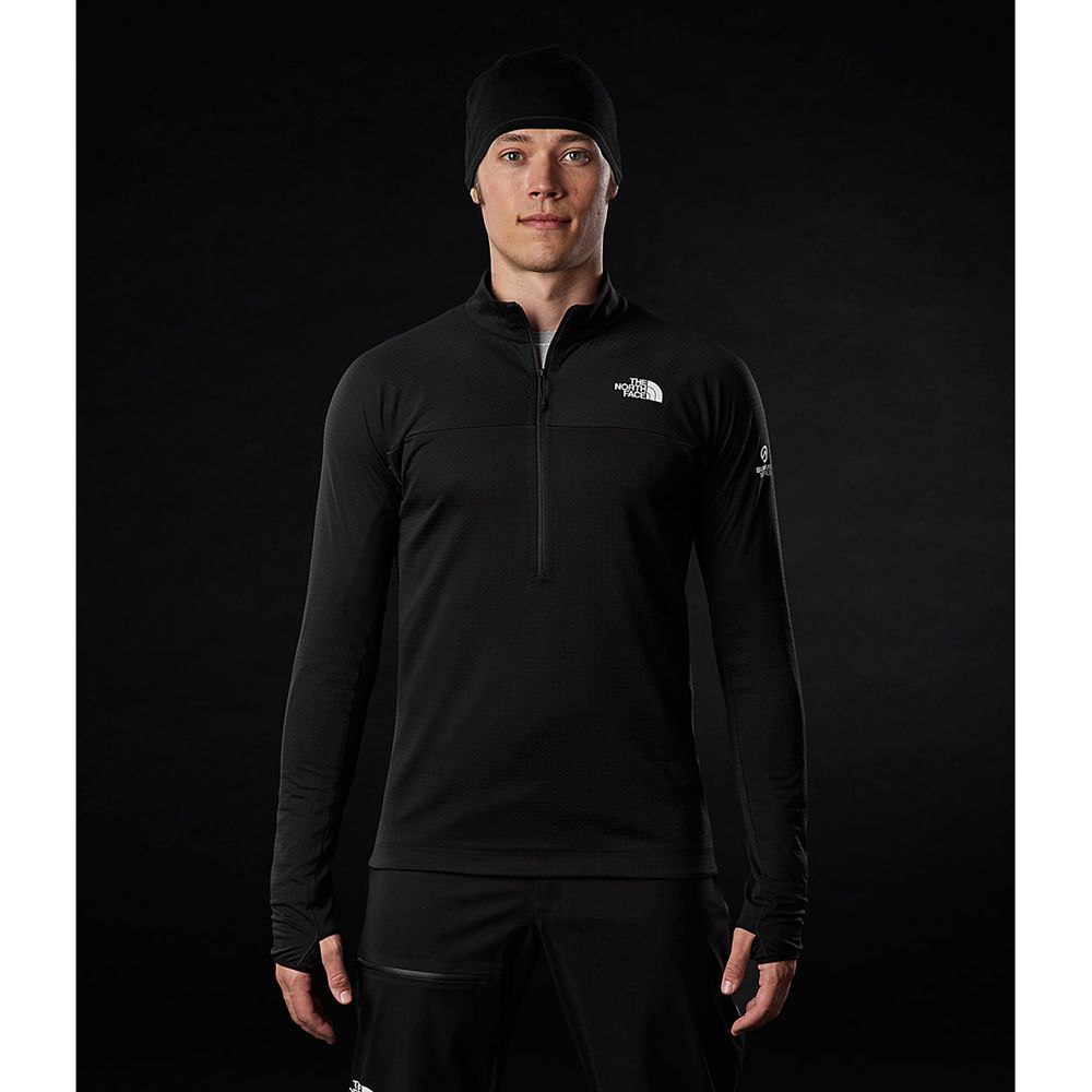 The North Face Fleece Mens Australia - The North Face Summit Dot ½ Zip Black (YAF-682953)